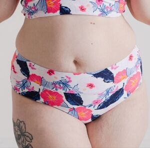 NWT 2XL Mid Rise Full Coverage Bikini Swim Bottom Wildflower